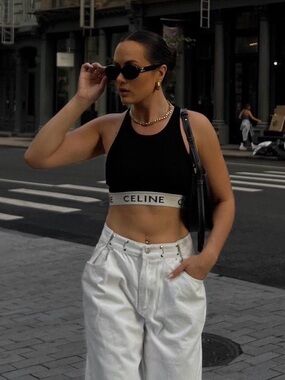 Celine sports bra in Athletic knit black/cream